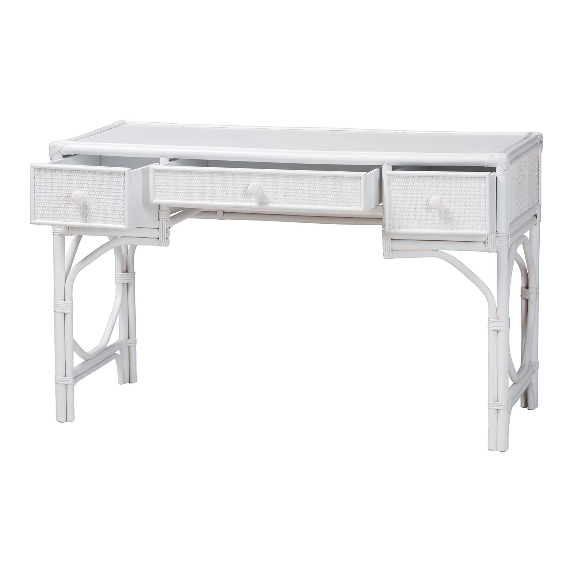 bali & pari Arben Boho Desk, 3-Drawer, White