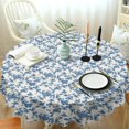 thumbnail image 1 of Nappe Ronde en Polyester 60 x 60 Pouces Lavable Réutilisable Imperméable - Imprimé Floral Bleu Pastoral pour Décoration Intérieure et Extérieure, 1 of 5