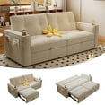 thumbnail image 2 of Hommoo 70" Convertible 2-in-1 Pull Out Couch Bed, Multi-Functional Corduroy Loveseat Sleeper Sofa Bed, White, 2 of 9