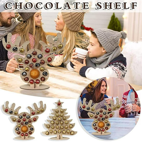 Wooden Advent Calendar Christmas Chocolate Stand Christmas Ornaments Party Decoration Gifts