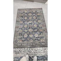 RONSHIN Area Rugs Washable Carpets 980Gsm 100% Polyester Terry Velvet 200 Washed Folded Printed Carpet-Traditional-Lehman Dark Blue 5*7ft
