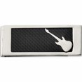 thumbnail image 2 of Stainless Steel Polished Black Carbon Fiber Inlay Guitar Money Clip Made In China -Jewelry By Sweet Pea, 2 of 7