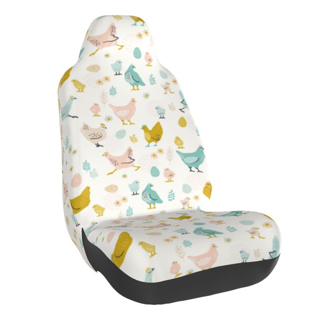 Wukai Chicken Full Set Car Seat Covers with Soft Padding Universal Auto Front Seats Protector and Cushion Mat