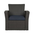 thumbnail image 3 of WestinTrends 4pc Outdoor Furniture Conversation Sofa Set with Loveseat, Cofee Table and Cushions, All Weather UV Resistant Rattan Wicker Patio Chairs, Chocolate/Navy Blue, 3 of 7
