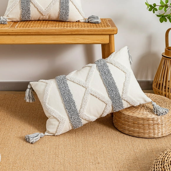 Nvzi fundas de almohada con flecos y estampado verde, fundas de almohada coloridas que iluminarán la decoración de tu dormitorio. 11,81 x 19,69 pulgadas (estilo B).