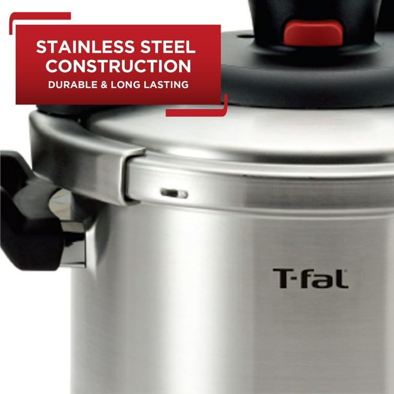 T-fal Clipso Stainless Steel Cookware, Pressure Cooker, 6.3 quart, Silver