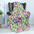 thumbnail image 4 of Butterfly Soft Flannel Fleece Throw Blanket, Different Sized Butterfly Silhouettes Sense of Change Movement Lifestyle Art, Cozy Plush for Indoor and Outdoor Use, 70" x 90", Multicolor, by Ambesonne, 4 of 5