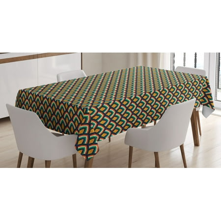 

Scales Tablecloth Colorful Japanese Squama Inspired Pattern with Traditional Stripes Illustration Rectangular Table Cover for Dining Room Kitchen 60 X 90 Inches Multicolor by Ambesonne