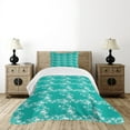 thumbnail image 4 of Ambesonne Fish Quilted Bedspread Set 2 Pcs, Dolphins with Starfishes, Twin Size, Turquoise White, 4 of 5