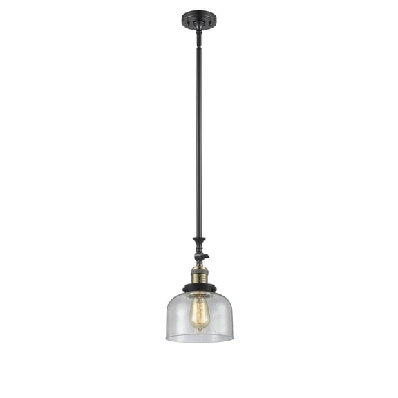 innovations large bell 1 light dimmable led mini pendant - black antique brass - 206-bab-g74-led