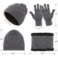 thumbnail image 2 of TAGVO Winter Unisex Beanie Hat Scarf & Touch Screen Gloves Set 3 in 1, Thick Soft Fleece Inner Great Warm, Stretchy Knitted Skiing Beanie Skull Cap, Neck Warmer, Touch Gloves, Grey, 2 of 7