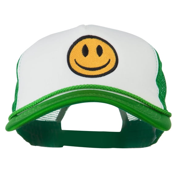 Smile Face Embroidered Big Size Trucker Cap - White Kelly XL-3XL