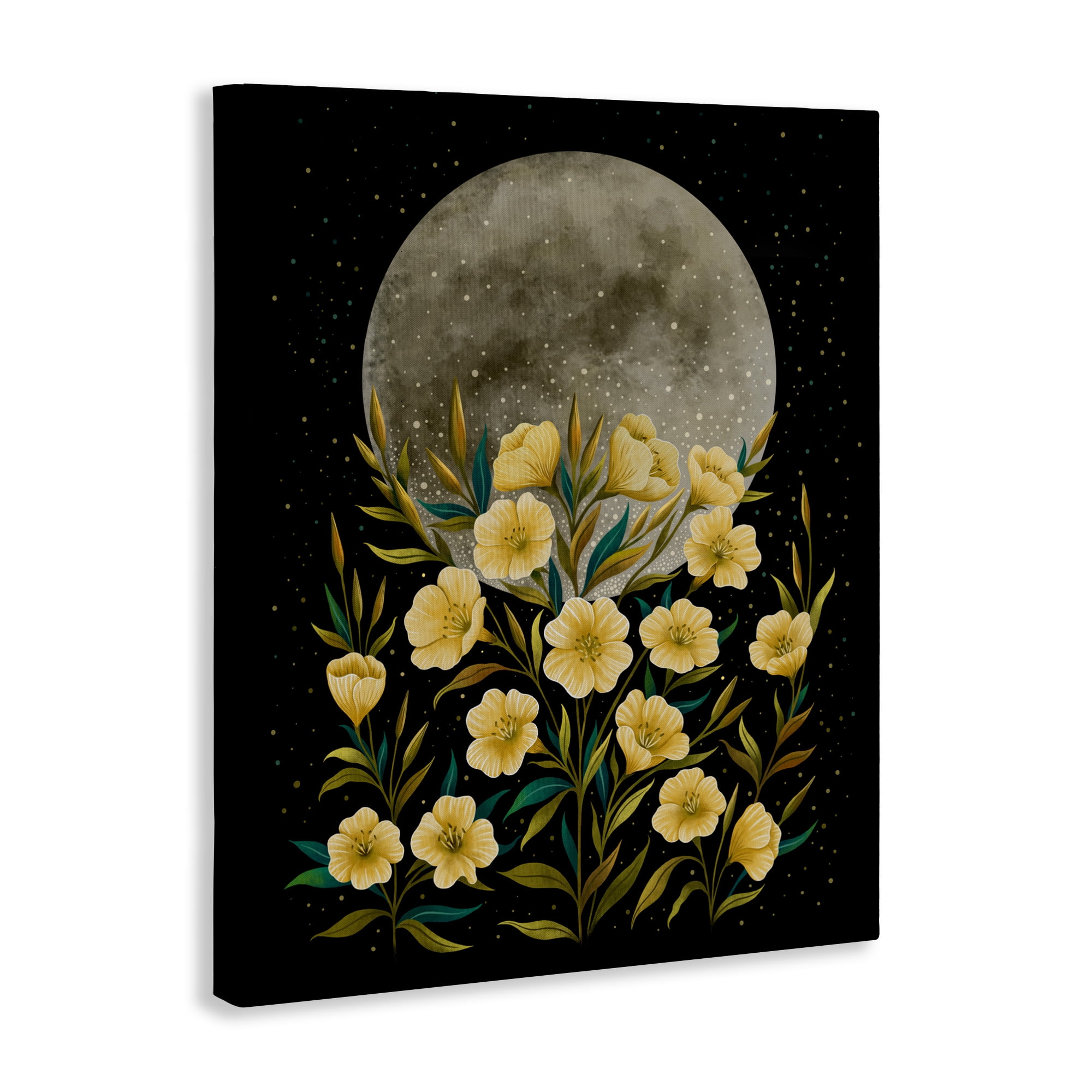 Stupell Industries Moon Greeting Yellow Flowers Canvas Wall Art, design by Episodic Drawings