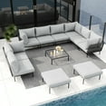 thumbnail image 3 of LayinSun 11 Pieces Aluminum Patio Furniture Set, Modern Modular Sectional Sofa with Coffee Table and Upgrade Thickness Cushion, 3 of 8