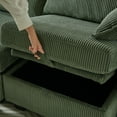 thumbnail image 4 of 113.5'' Oversized U Shaped Modular Sectional Sofa with Ottoman, Soft 6 Seater Corduroy Sleeper Sofa with Hidden Storage, Convertible Couch with Chaise for Living Room, Free Combination, Green, 4 of 7