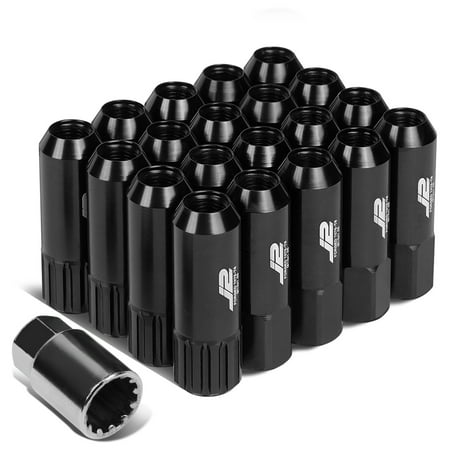 J2 Engineering LN-T7-010-125-BK J2 Engineering 7075 Aluminum M12 x 1.25 16 Pcs 60mm Open End Lug Nut 4 Pcs Lock Black