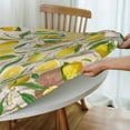 thumbnail image 5 of Round Table Cloth Vintage Lemon Flower and Leaves Tablecloth Elastic Edge Fitted Table Cover Up to 36"-44" Diameter, 5 of 6