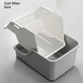 thumbnail image 1 of Runquan Cat Litter Box Compact Professional Open Top Low Entry Easy Clean Cat Toilet White Gray, 1 of 8