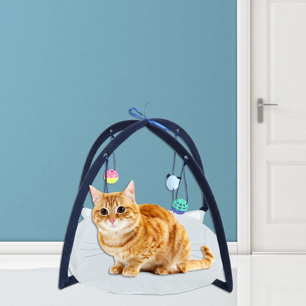 Getfit Portable Pet Cat Activity Play Mat Twist & Fold Activity Gym & Play Mat,Cat Toys Activity Tent Exercise Play Soft Bed Mat with Hanging Toy