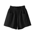 thumbnail image 6 of Bxsruta Women's Cotton Shorts High Waist Loose Fit Elastic Waistband Wide Leg with Pockets for Summer Casual Lounge, 6 of 7