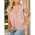 thumbnail image 7 of Weardear Summer Tops for Women 2024 Casual Dressy T Shirt Flutter Short Sleeve Lace Smocked Tops Flowy Chiffon Blouses, 7 of 7