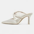 thumbnail image 2 of FSJ Women Graceful Pointed Closed Toe Stiletto Heels Slide Sandals Slip On Backless Mules Wedding Dressy Pump Shoes Size 7 White, 2 of 5