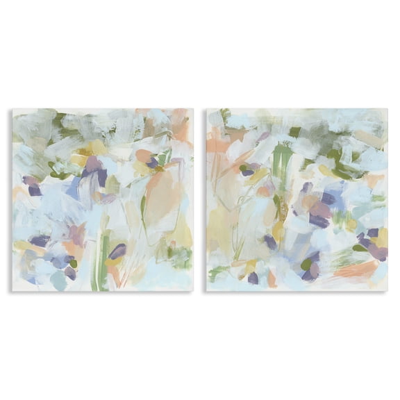 Stupell Industries Pastel Abstract Expressions Abstract Painting Wrapped Canvas Art Print Wall Art, 17 x 17, Set of 2
