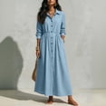 thumbnail image 2 of Cmfcve Plus Size Button down Dress for Women Casual Long Sleeve Lapel Collared Flowy A-Line Maxi Shirt Dress, 2 of 7