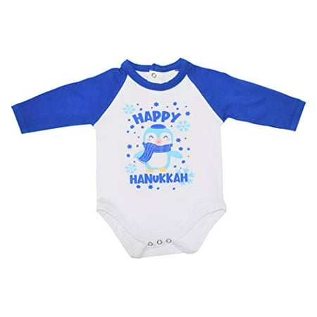

Unique Baby Unisex Happy Hannukah Penguin Long Sleeve Romper (9m Penguin)