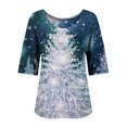 thumbnail image 6 of Endives Women's Christmas Shirt V Neck Shirt Snowflake Printed 3/4 Sleeve T Shirt, 6 of 6