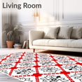 thumbnail image 2 of ODIKA 6'x9' Machine Washable Non-Slip Area Rug, Festive Lattice Snow Web with Crimson Holly Berries High Traffic Rug with Pad, Red, 650752, 2 of 8