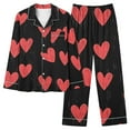 thumbnail image 6 of LYEAA Womens Valentine Pajamas Heart Print Lapel Long Sleeve Button Down Shirt and Pant Sleepwear Holiday Loungewear, 6 of 6
