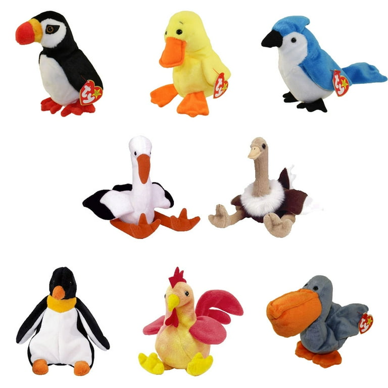 TY Beanie Babies BIRDS 2 Set of 8 Puffer Quackers Scoop