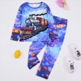 thumbnail image 2 of NOLDARES Toddler Boys Pajamas Truck Cotton Kids Dinosaur 2 Piece Truck Pjs Fall Winter Sleepwear Clothes Sets 6-12 Months 12-24 Months 2t 3t 4t 5t 6t 7t 8t 9t Children,Blue,5-6 Y, 2 of 4