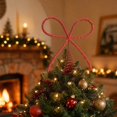 thumbnail image 3 of Christmas Tree Topper Bow Iron Rhinestone Sparkling Ornament Festive Holiday Ribbon Decoration for Gift Wrapping Party Supplies Home Decor Accent 10.2-Inch Red, 3 of 4