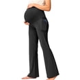 thumbnail image 4 of ZVNAΖH Women's Maternity Flare Leggings, High Waist Support Yoga Pants with Side Pockets, S-XL, 4 of 6