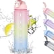 thumbnail image 1 of Botella de agua motivacional para deportes, jarra de agua de 1 l a prueba de fugas sin BPA con pajita y correa de transporte, diseño de boca ancha para una fácil limpieza y colocación de cubitos de, 1 of 5