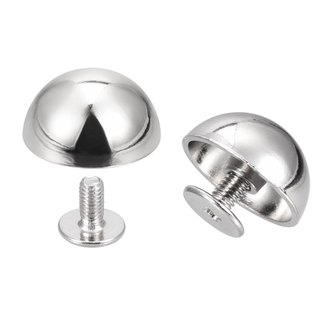Unique Bargains Clous en Cuir à Tête Ronde Creuse avec Rivets à Vis 15x7,5 mm Ton Argent, Lot de 10
