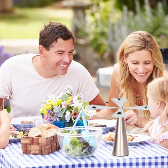 Xihbxyly Ventilador Automático Atrapamoscas, Ventilador de Mesa Ultrasilencioso para Exteriores, Repelente de Insectos Multifuncional, Diseño Ligero y Portátil, Ideal para Picnics y Jardín, Material