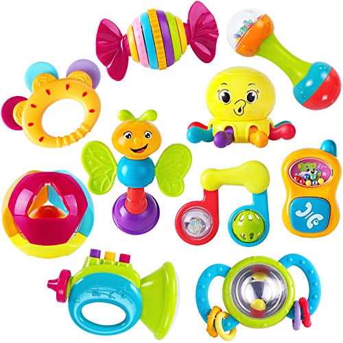 Baby Rattle Ball Toy Colorful Newborn Hand Catch Shaker Bell Ring Teether Toy 