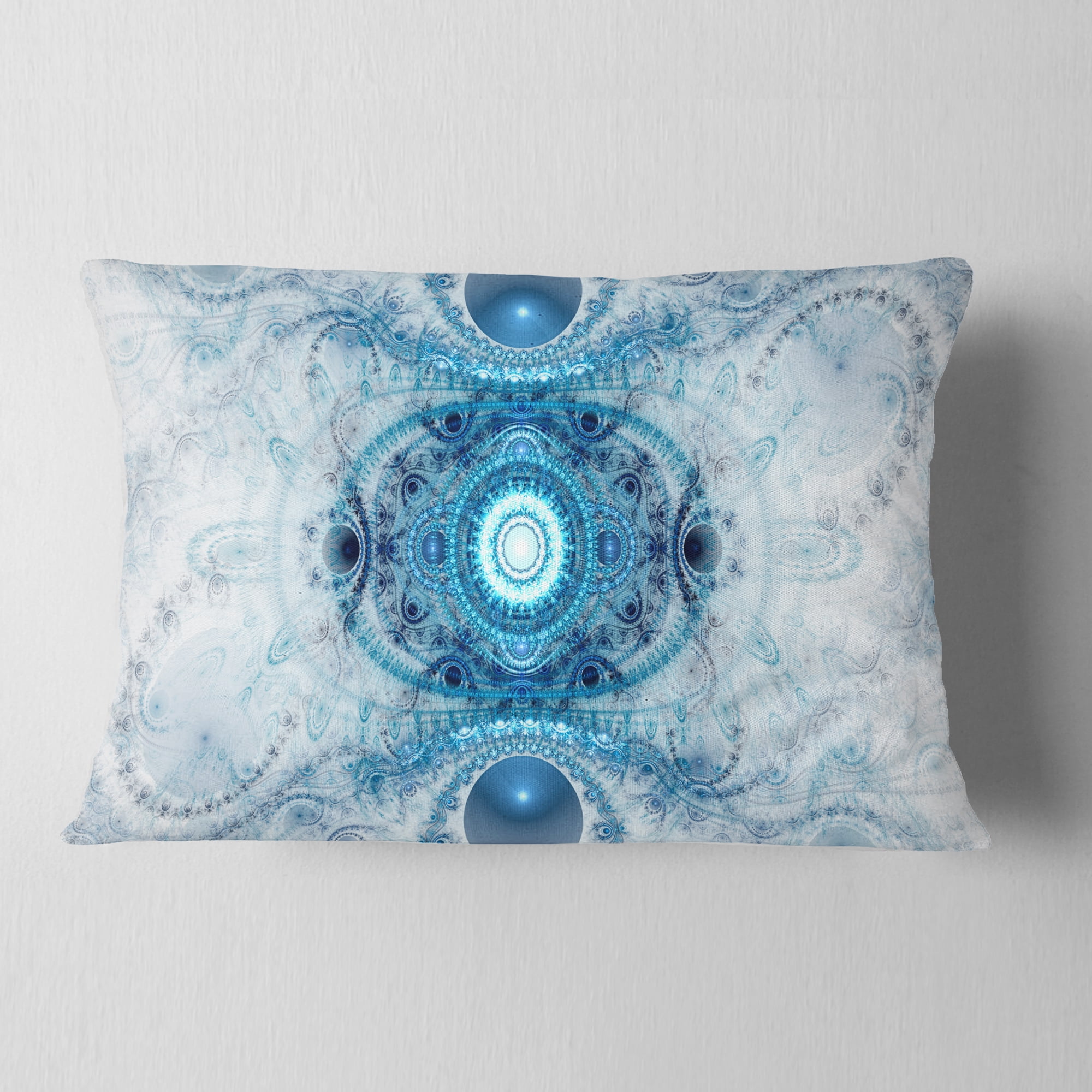 Designart Light Blue Fractal Pattern - Abstract Throw Pillow - 12x20