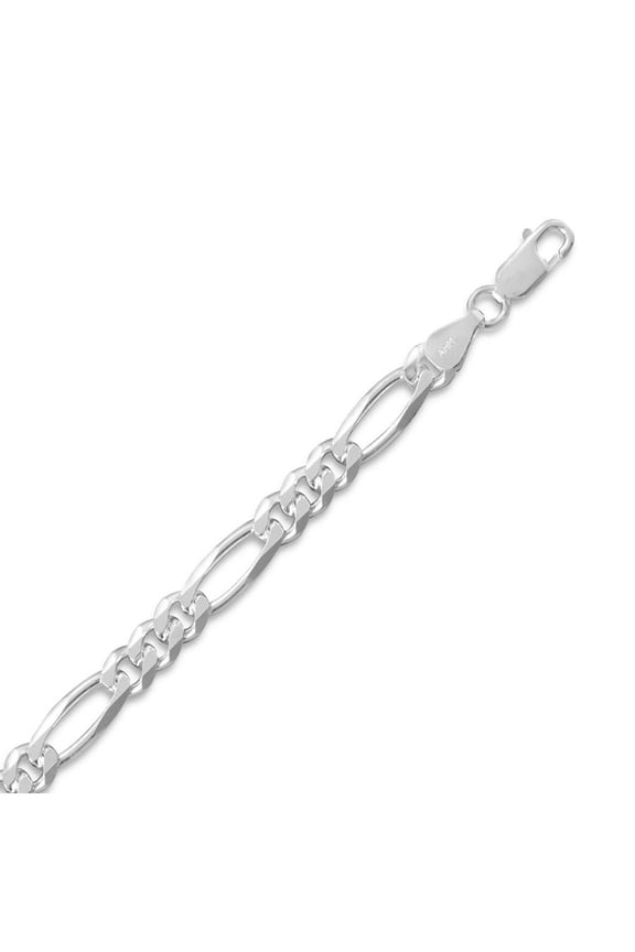 Figaro Chain Bracelet 5.5mm Width Mens Womens Sterling Silver