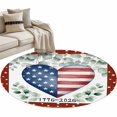 thumbnail image 2 of Independence Day Love Heart Washable Round Area Rug 3 ft, Red Blue Star Stripe Eucalyptus Leaf Wood, Soft Non Slip Rugs Stain Repellent Indoor Felt Carpet for Living Dining Room Bedroom Home Office, 2 of 9