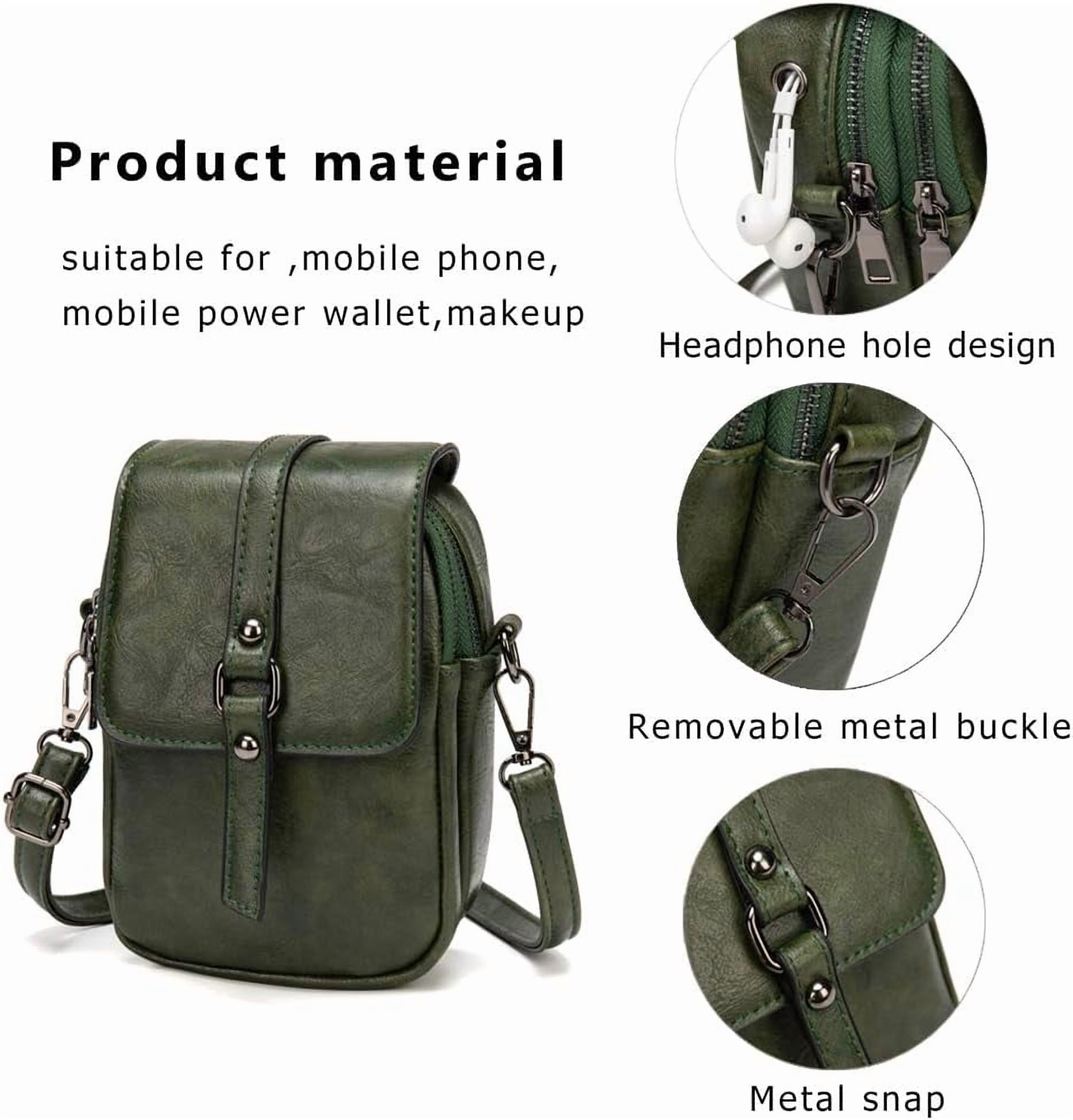Kwuty Vintage Crossbody Phone Bag for Women, Small PU Leather Shoulder Purse and Handbag with Tassel&Rivet Decoration