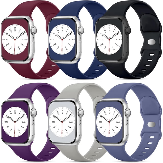 6 Piezas Correas Compatible con Correa Apple Watch 38mm 40mm 41mm 42mm 44mm 45mm 46mm 49mm, Correa de Silicona Suave para Apple Watch SE Ultra iWatch Series 11 10 9 8 7 6 5 4 3 2 1