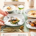 thumbnail image 2 of VEWEET, Series Zoey, 24-Piece Porcelain Dinnerware Set, Ivory White Black Decals Dinner Set, Service for 6, 2 of 7