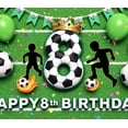 thumbnail image 3 of Yatrandify Green Balloon Soccer Banner Happy 8th Birthday Party Decoration Kids Celebration Backdrop for Soccer Party Children Event, 3 of 7