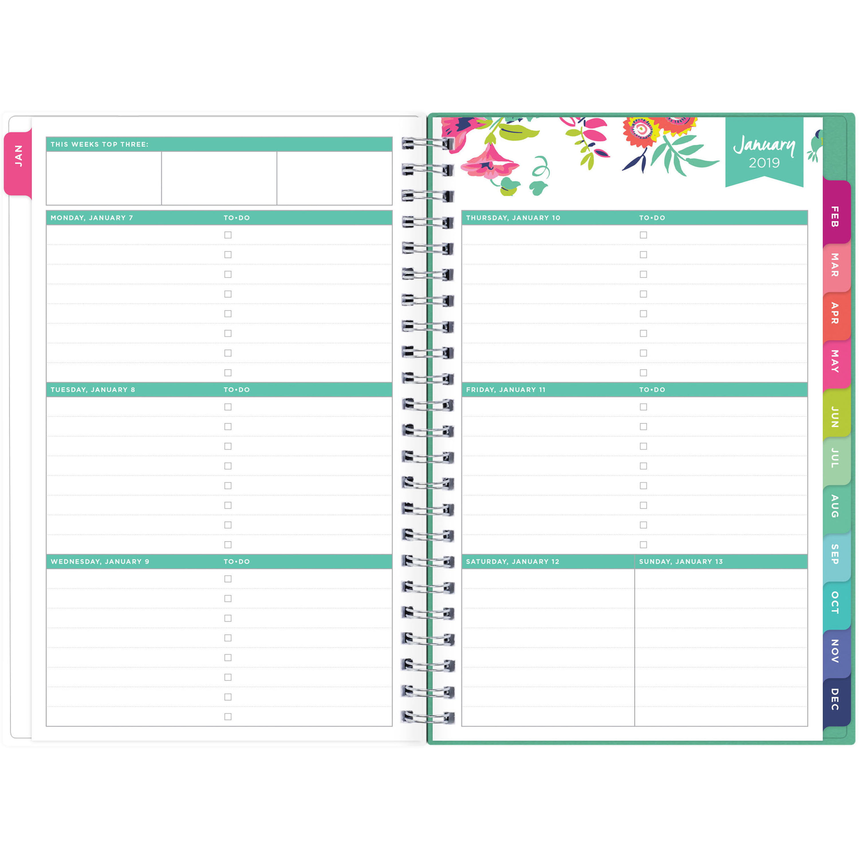 Blue Sky 2018-2019 Academic Year Weekly /& Monthly Planner Flexible Cover Mahalo Twin-Wire Binding 5 x 8