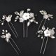 thumbnail image 2 of Horquillas para el pelo de novia con flores, accesorios para el pelo de novia de plata, accesorios para el pelo de perlas, pinzas para el pelo de fiesta de hojas (paquete de 5), 2 of 5