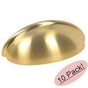 10 Pack - Cosmas 783BB Brushed Brass Cabinet Hardware Bin Cup Drawer Cup Pull - 3" Hole Centers
